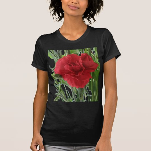 レッドカーネーションレディースTシャツ Tシャツ (正面)