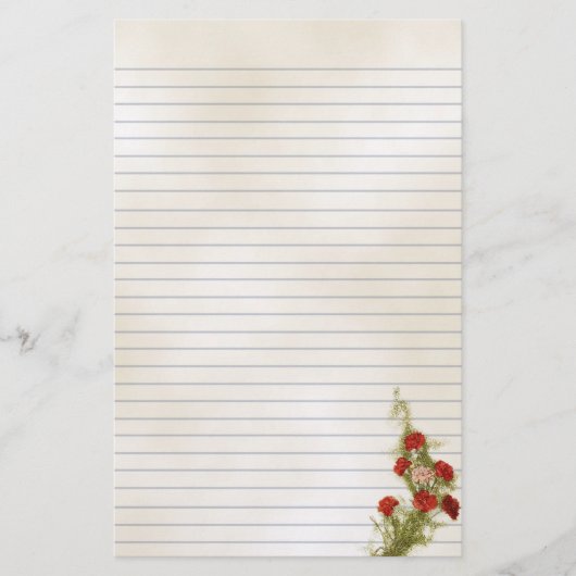 レッドカーネーションヴィンテージイラストレーション文具 便箋 (正面)