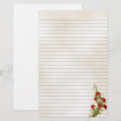 レッドカーネーションヴィンテージイラストレーション文具 便箋 (正面/裏面)