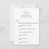 レッドカーネーション結婚ミニマリスト 出欠カード (正面)