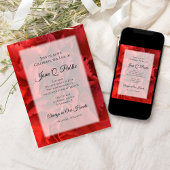 レッドカーネーション花お祝い記念碑 招待状