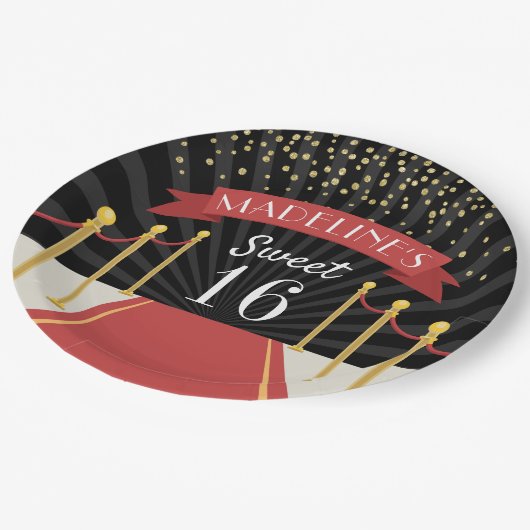 レッドカーパーソナライズされたペットテーマスウィート16 ペーパープレート (アングル)