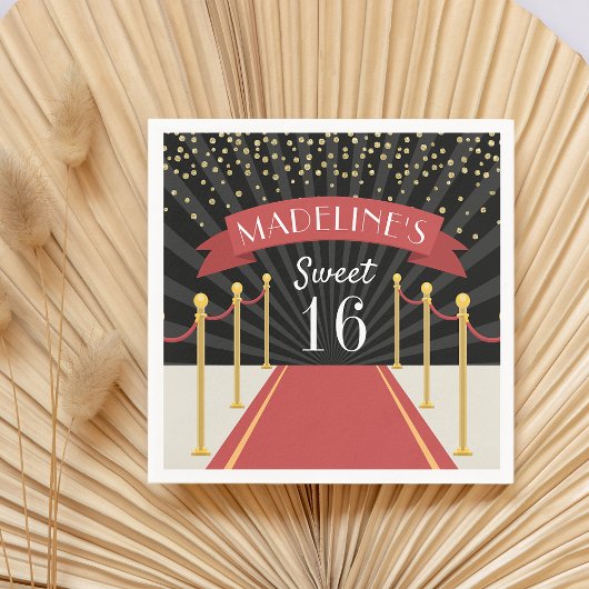 レッドカーパーソナライズされたペットテーマSweet sixteen スタンダードカクテルナプキン