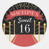 レッドカーパーソナライズされたペットテーマSweet sixteen ラウンドシール (正面)