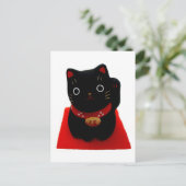 レッドカーペットに黒い招き猫 ポストカード (スタンド正面)