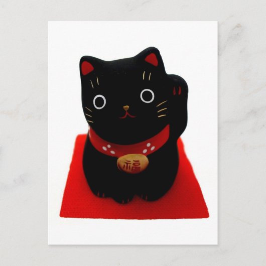 レッドカーペットに黒い招き猫 ポストカード (正面)