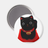 レッドカーペットに黒い招き猫 マグネット (正面/裏面)