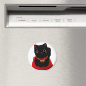 レッドカーペットに黒い招き猫 マグネット (インサイチュ (食洗機))