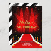 レッドカーペットの誕生日の招待状 招待状 (正面/裏面)