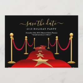 レッドカーペットをテーマにしたパーティー日付カードの保存 招待状