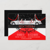 レッドカーペットスイート16パーティの招待状 招待状 (正面/裏面)