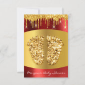 レッドカーペットドリップス王室の金ゴールド赤ちゃんシャワー足少年 招待状 (裏面)