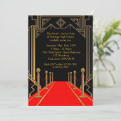 レッドカーペットナイト、ギャツビー風、シニア・ジュニアのプロム 招待状 (スタンド正面)