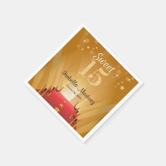 レッドカーペットハリウッドスタースウィート15誕生日 スタンダードカクテルナプキン (角)