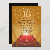 レッドカーペットハリウッドスタースウィート16誕生日 招待状 (正面/裏面)