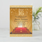 レッドカーペットハリウッドスター金ゴールドスウィート16誕生日 招待状 (スタンド正面)