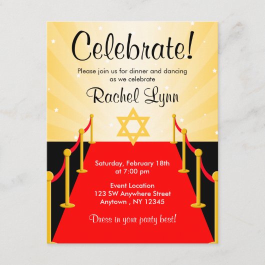 レッドカーペットハリウッドバルミツワー披露宴 エンクロージャーカード (正面)