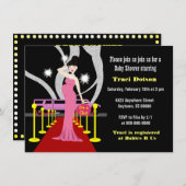 レッドカーペットハリウッドベビーシャワー招待状ガール 招待状 (正面/裏面)