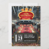 レッドカーペットハリウッドムービープレミア誕生日 招待状 (正面)