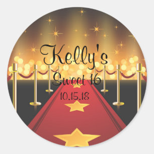 レッドカーペットハリウッド甘い16パーティーフェイスラベル ラウンドシール