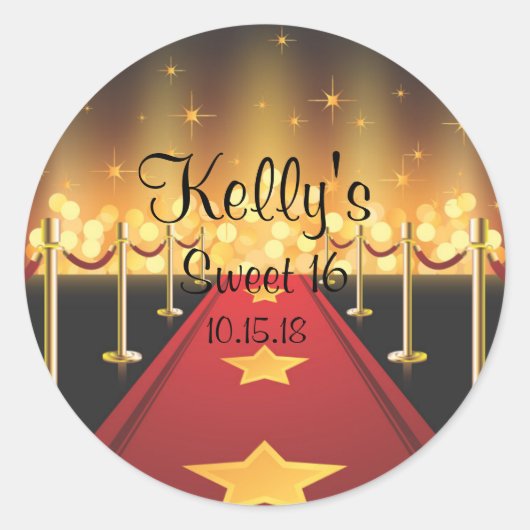 レッドカーペットハリウッド甘い16パーティーフェイスラベル ラウンドシール (正面)