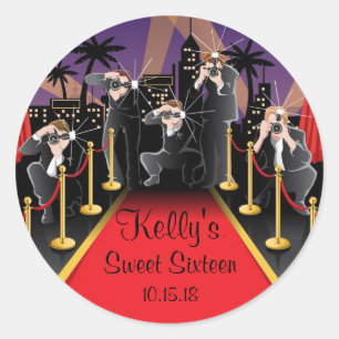 レッドカーペットハリウッド甘い16パーティーフェイスラベル ラウンドシール
