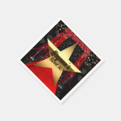 レッドカーペットハリウッド金ゴールドスターズバースデーパーティー スタンダードカクテルナプキン (角)