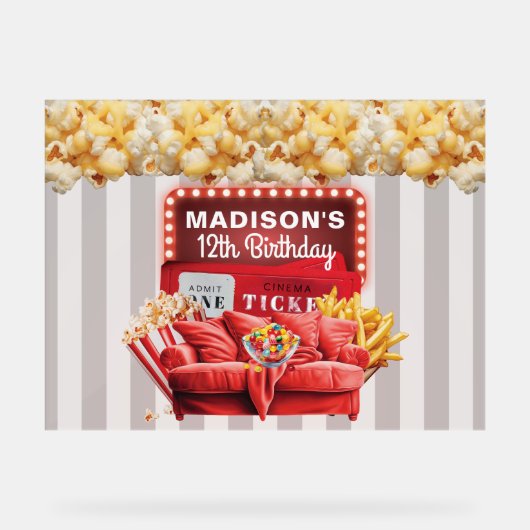 レッドカーペットムービーナイトカスタム誕生日 アクリルサイン (正面)