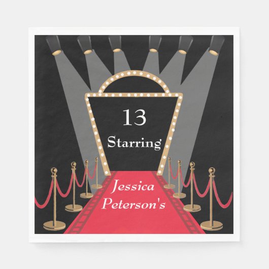 レッドカーペットムービー初演グラマラス誕生日パーティー スタンダードランチョンナプキン (正面)