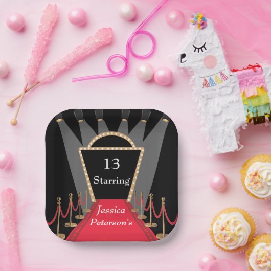 レッドカーペットムービー初演グラマラス誕生日パーティー ペーパープレート (パーティー)