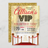 レッドカーペット誕生日招待状 招待状 (正面/裏面)