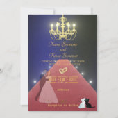 レッドカーペット - ゴールドのシャンデリア 招待状 (正面)