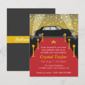 レッドカーペット、ハリウッドテーマパーティー、女の子の誕生日 招待状 (正面/裏面)