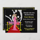 レッドカーペット ハリウッド ベイビーシャワー 男子出産前お披露目招待状 招待状 (正面/裏面)