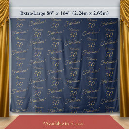 レッドカーペット&リピート金ゴールドネイビー50素晴らしい誕生日 タペストリー