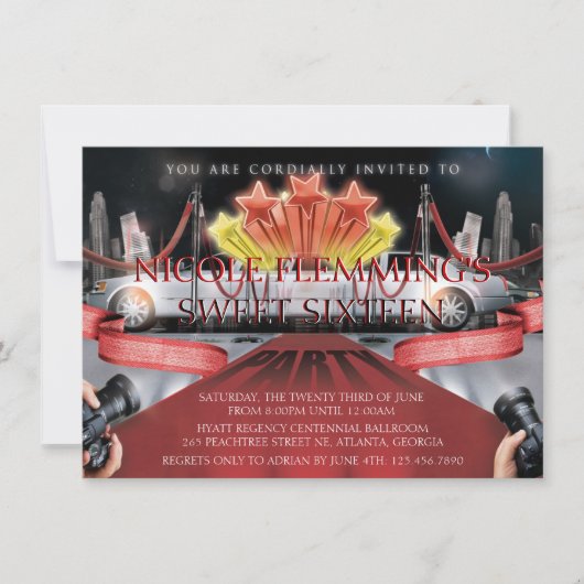 レッドカーペットSweet sixteen招待状 招待状 (正面)