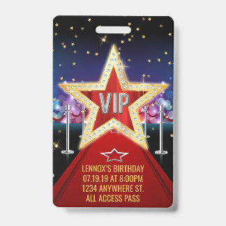 レッドカーペットVIPパス 誕生日バッジ 招待状 バッジ