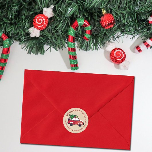 レッドカー素朴フェスティバルクリスマス差出人住所 ラウンドシール