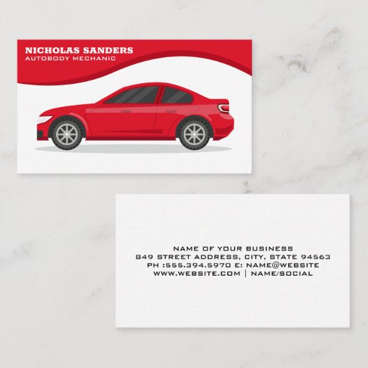 レッドカー |波の背景 名刺 (正面/裏面)