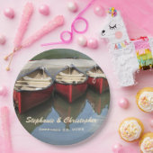 レッドカ結婚ヌーの名前と日付の紙プレート ペーパープレート (パーティー)