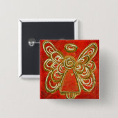 レッドガーディアンジェルアートカスタムホリデーボタンピン 缶バッジ (正面&裏面)