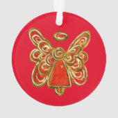 レッドガーディアンジェルアートホリデーペンダントオーナメント オーナメント (裏面)