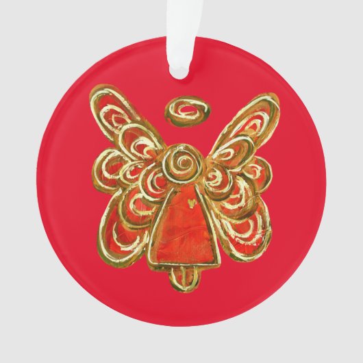 レッドガーディアンジェルアートホリデーペンダントオーナメント オーナメント (正面)