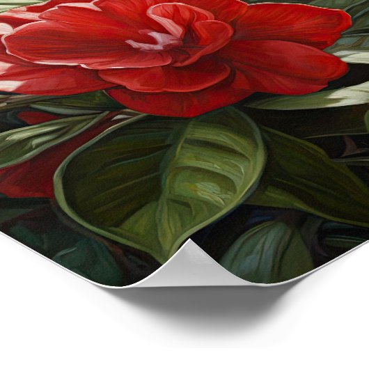 レッドガーデニアフラワーズアートプリントポスター ポスター (角)