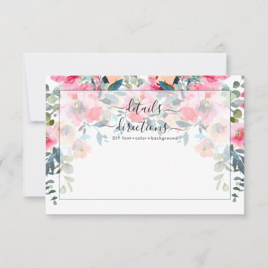 レッドガーデンバラ水彩花詳細 招待状 (正面)