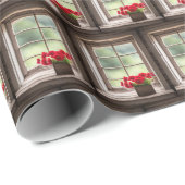 レッドガーベラデイジーズインファームハウスウィンドウ ラッピングペーパー (ロールコーナー)