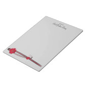 レッドガーベラデイジー及びフィリグリーテンプレート ノートパッド (アングル)