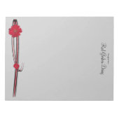 レッドガーベラデイジー及びフィリグリーテンプレート ノートパッド (正面)