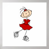 レッドガールアイススケーターTシャツとギフト ポスター (正面)