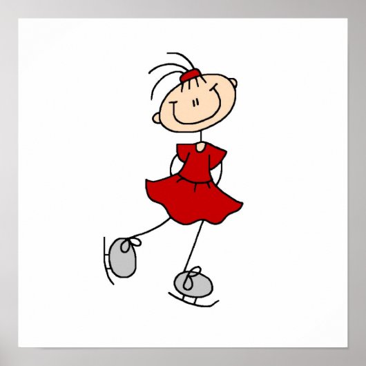 レッドガールアイススケーターTシャツとギフト ポスター (正面)